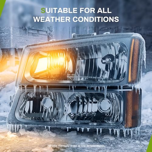 AUTOSAVER88 Headlight Assembly Compatible with 2003-2006 Chevy Silverado - color: Smoky Lens Chrome Housing Amber Reflector