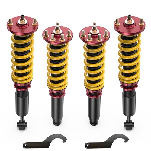 KUIPERAUTO Lowering Coilovers Struts Compatible for 2001-2003 Acura CL Compatible for 1999-2003 Acura TL Front+Rear Shocks Adjustable Height Suspension Coil Spring Strut (Set of 4)(Yellow) - size: 2001-2003 Acura CL
