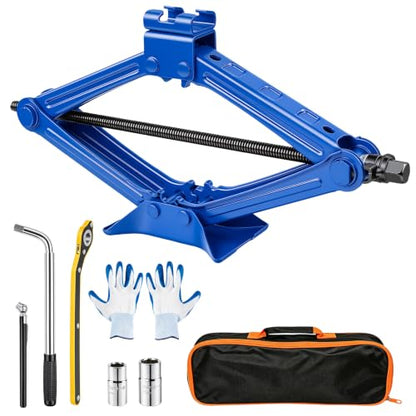 Scissor Car Jack, 2 Ton (4409 Lbs) Portable Tire Changing Kit
