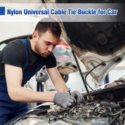 200 PCS Nylon Universal Cable Tie Buckle, Multi-Functional Black Zip Ties with Pin & Button, Snap-Fit Nylon Fastening Clip for Car Repairs,Home,Garden,Workshop