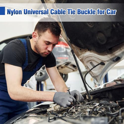 200 PCS Nylon Universal Cable Tie Buckle, Multi-Functional Black Zip Ties with Pin & Button, Snap-Fit Nylon Fastening Clip for Car Repairs,Home,Garden,Workshop