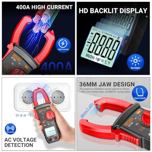 Multimeter with Clamp Meter,4000 Count Amp Meter & 2000 Count Multi Tester