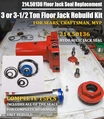 214.50136 Floor Jack Seal Replacement Kit with O-Ring for Sears, Craftsman, MVP Floor Jack 3 or 3-1/2 Ton - 50136, G-493LWM Hydraulic Repair Seal Kit Floor Jack Rebuild Kit