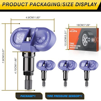 Bluetooth TPMS Sensor-4-Pack for Tesla Model 3/Y 2020+, X/S 2021+, Snap-in Tire Pressure Monitor, Replaces 149070101B - size: 14907-0101B