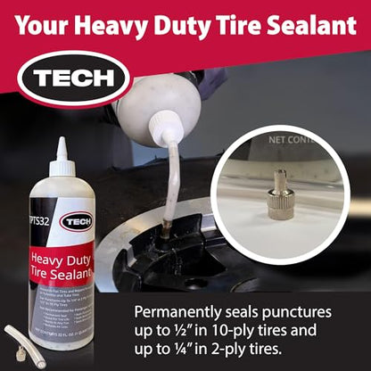 TECH Heavy Duty Tire Sealant for Tubeless Puncture Repair, up to 1/2 Inch