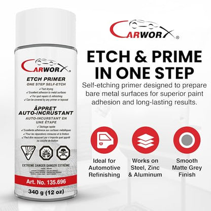 Etch Primer Spray - Automotive High Build Self-Etching Primer for Bare Metal Surfaces, Professional Workshop Formula, Gray, 400 mL