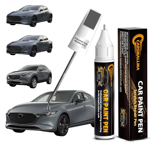 47C Polymetal Gray Metallic Touch Up Paint for Mazda, Car Paint Scratch Repair Remover Pen Color Exact Match, Quick and Easy Fix Automotive Chips and Nicks Scuff - color: 47C Polymetal Gray Metallic for 3/6/CX-30/CX-5/CX-50/CX-9/MX-30-EV/MX-5-Miata, style
