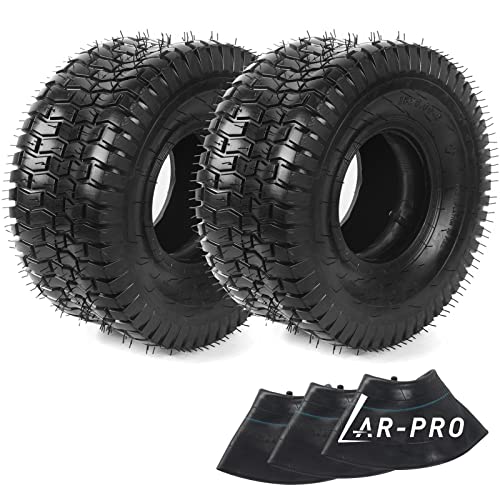 AR-PRO 15x6.00-6 Lawn Mower Tires with Tubes, 4-Ply Pneumatic Tires - size: 15x6.00-6