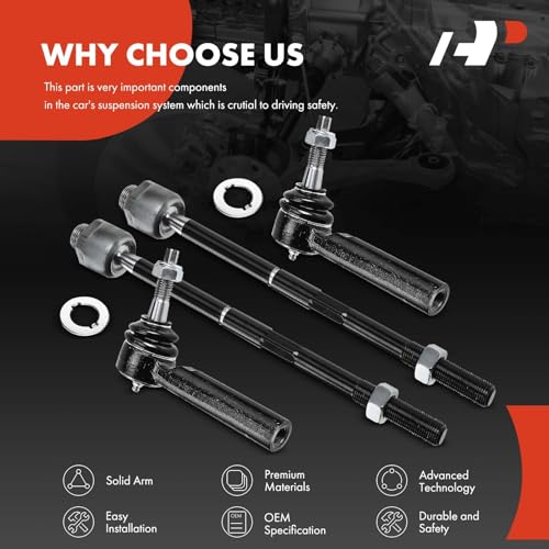 A-Premium Front Inner & Outer Tie Rod End Kit Fix Uneven Tire Wear