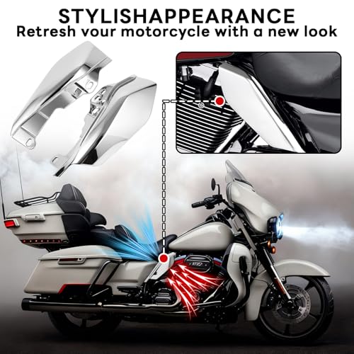 Heat Shields for Harley Davidson Touring Street Glide Road Glide Electra Glide Road King Ultra Limited Tri Glide CVO 2017-2024 2025, Gloss Chrome - color: Chrome