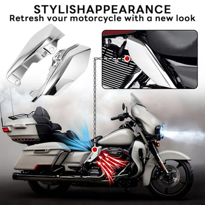 Heat Shields for Harley Davidson Touring Street Glide Road Glide Electra Glide Road King Ultra Limited Tri Glide CVO 2017-2024 2025, Gloss Chrome - color: Chrome