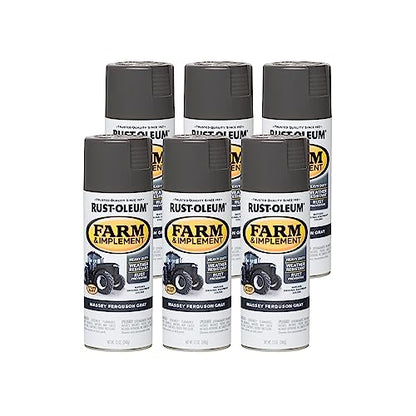Rust-Oleum Farm & Implement Massey Ferguson Gray Spray Paint - color: Massey Ferguson Gray, size: 12 Ounce (Pack of 6)
