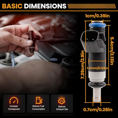 Fuel Injectors FJ1058 Compatible with Chrysler Jeep L4 2.0L 2.4L 2007-2017 - size: FJ1058 4P