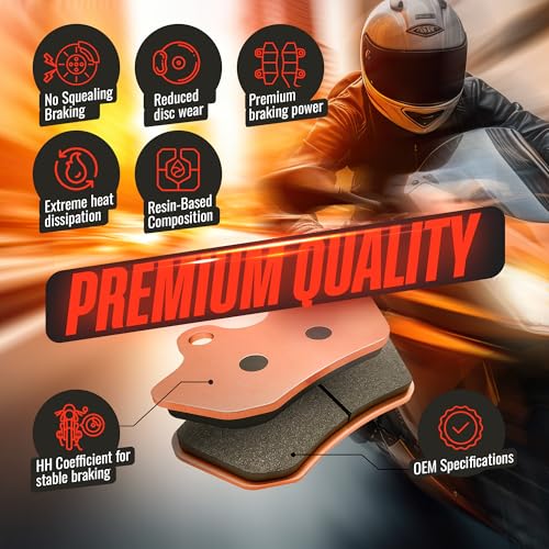 JSA Brakes 400 HH Front or Rear Motorcycle Brake Pads, Premium Harley Davidson Brake Pads Set, Organic Component, OEM Replacement for Street Glide, Sportster, Softail, Road Glide – FA400