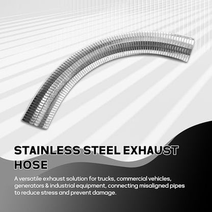 2" x 16.5" Length Universal T304 stainless steel Exhaust Flex Pipe with 2x Metal Steel U Bolt Clamps - size: 2'' x 16.5''+ 2 x U Bolt