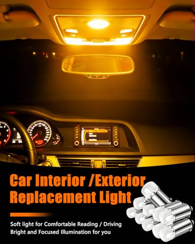 Qasim BA9S LED Bulb 1893 1895 53 57 T4W Amber 12V Car Light 10-Pack - color: Amber