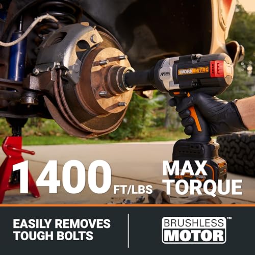 WORX Cordless Impact Wrench 20V 1/2" Brushless, WX276L - style: 20V Cordless Brushless High Torque Impact Wrench(Battery Pack & Charger & Carry Bag)