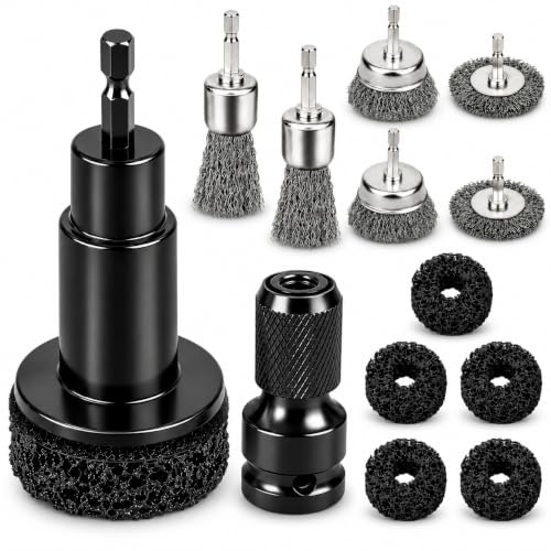 Wheel Hub Cleaning Tool, Brake Rotor Resurfacing Kit - 5 Pads & Coarse Carbon Steel Crimping Wire Wheel Brush, Rust Removal Tool for Car Repair - color: Black