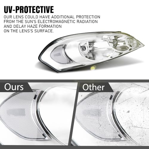 G-PLUS Headlights Assembly, Fit 2006-2007 Chevy Monte Carlo/2006-2013 Chevy Impala/2014-2016 Chevy Impala Limited Bumper Headlamps, Clear Lens Chrome Housing Clear Reflector,faros delanteros - size: [Clear] 2006-2013 Impala