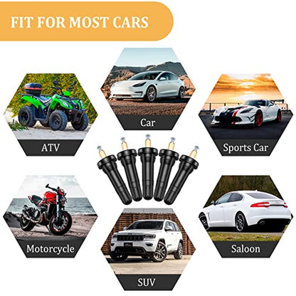 5 PCS TPMS 20008 Tire Valve Stem Set, Rubber Snap-in Tubeless Tire Valve Stems Fit for 0.453 inch Rim Holes on Vehicle Tires
