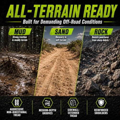 RUNIX ATV UTV Radial Tires, RUNIX PeakCrawler, 27X9R14 Front, 27X11R14 Rear, Set of 4, Radial Tire, All Terrain, 6PR, Tubeless, 27X9-14, 27X11-14 - size: 27X9R14 & 27X11R14