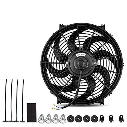 MONOKING 14" Inch Universal Slim Pull Push Electric Radiator Fan Engine Cooling, Universal High Performance Reversible Radiator Cooling Fans with Mounting Kit 2000 CFM 12 Volts 7.5 Amps 90 Watts - size: 14 Inch-1PCS