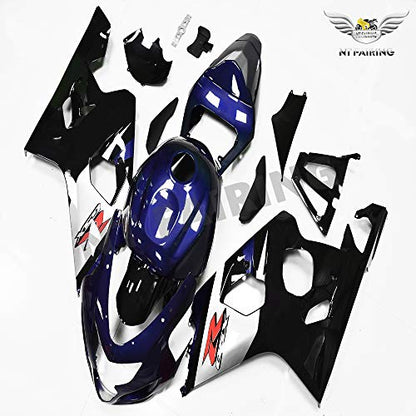 YTL Dark Blue Silver Full Fairing Fit for Suzuki 2004-2005 GSXR 600/750 - color: 007 Dark Blue Silver