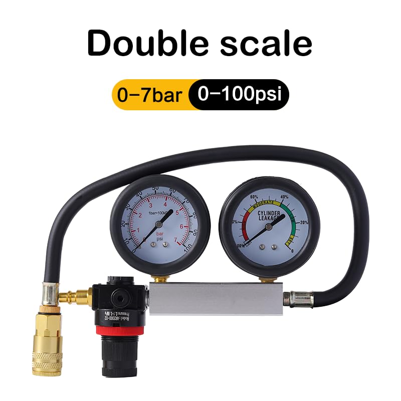 TU-21Cylinder Leak Down Tester Kit, Automotive Engine Compression Leakage Test Kit for Cars Trucks Motorcycles (Black) - color: black-1