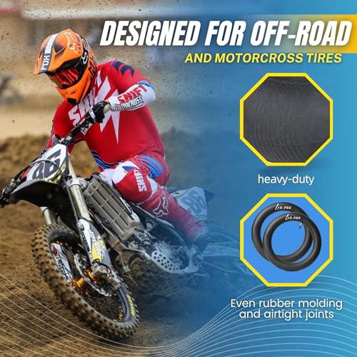 AR-PRO 2-Pack 100/90-19 (4.10 x 19) Heavy-Duty Motorcycle Inner Tubes - 3mm Thick Butyl Rubber Tubes, Pinch-Resistant - TR4 Valve Stem - Fits Off-Road and Dirt Bike Tires - size: 100/90-19 (4.10 x 19), TR4 Valve