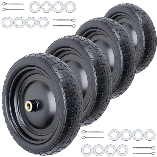 13" Flat Free Wheels, 4.00-6 Tire Flat Free 4-Pack with 3/4" Bearings 2.1" Offset Hub for Gorilla Cart, Wheelbarrow, Garden Cart, Trolleys, Hand Trucks & Yard Trailers - size: 3/4in-13in