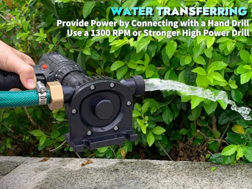 Self-Priming Mini Hand Drill Water Transfer Pump Kit with Suction and Discharge Hose for Water, Oil, and Fluid Transfer