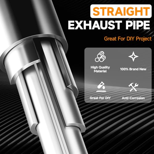 A-KARCK Straight Exhaust Pipe 2" OD, Stainless Steel 35" Long Mandrel Exhaust Tube - size: 2.0", style: 35 INCH