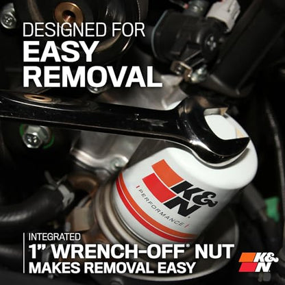 K&N Oil Filter: 20,000 Mile Engine Protection with Wrench Off Nut, HP-4003 - size: 1 inch