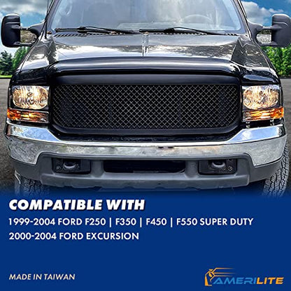AmeriLite OE Smoke Replacement Headlights 4pcs Set w/Socket Bulb for 1999-04 Ford Excursion/Super Duty F250 F350 F450 F550 Truck - Passenger and Driver Side - color: Smoke