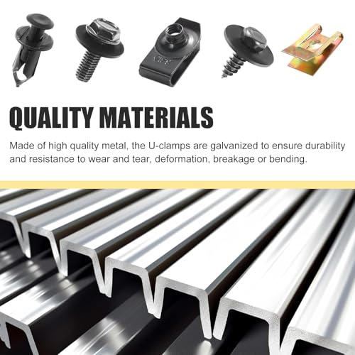 100 PCS Car Body Fender Bumper Splash Guard Fixing Clip, U Clips Rivet Fasteners and Undertray Screws Kit, Universal Auto Body Engine Under Cover Bolts, for Most Cars (Black)