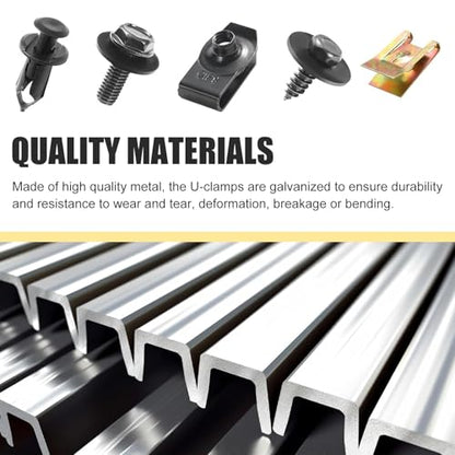 100 PCS Car Body Fender Bumper Splash Guard Fixing Clip, U Clips Rivet Fasteners and Undertray Screws Kit, Universal Auto Body Engine Under Cover Bolts, for Most Cars (Black)