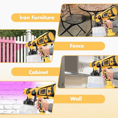 1000W High Power Paint Sprayer - HVLP Electric Spray Paint Gun with 4 Copper Nozzles & 3 Patterns, Large Capacity Power Painter for Furniture, Cabinets, Fence & House Painting Yellow - color: Yellow