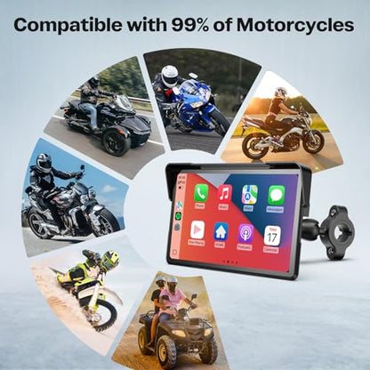 WonVon 7 Inch Wireless Motorcycle Carplay GPS Navigation System with Apple Carplay and Android Auto Portable Screen with Dual Bluetooth, Navigation, Siri, Google Assistant with Magnetic Mount - size: 7 Inch+Magnetic Mount