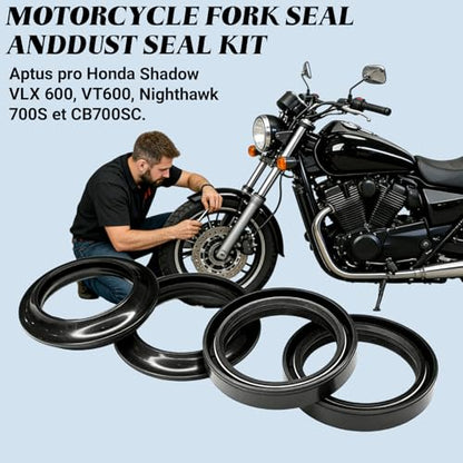 Fork Seals Dust Seal Kit, Motorcycle Front Fork Oil Seals Dust Seal Wiper Replace Kit for Honda Shadow VLX 600 VT600 1988-2008 Nighthawk 700S CB700SC 1984-1986, Engine Accessories (4PCS)