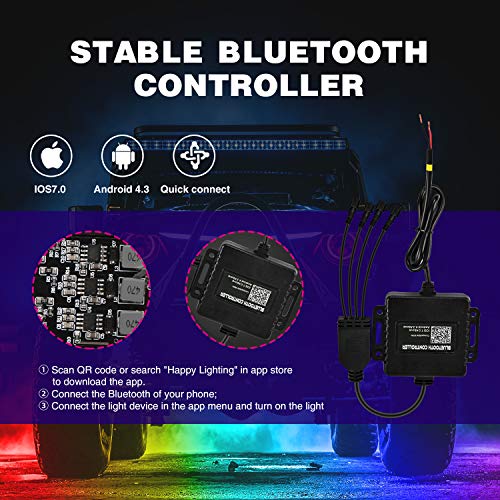 Nilight RGB LED Rock Lights Kit 8PCS Bluetooth App Control Multicolor - color: RGB 3LED w/Magnetic base, size: 8 Pods