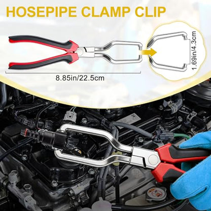 Professional Fuel Line Pliers Set, Hose Clamp Pliers, Electrical Disconnect, Connector Release, Push Pin Retainer Clip, Relay Puller for Auto Fuel, Oil, Coolant Radiator Hoses with Bag