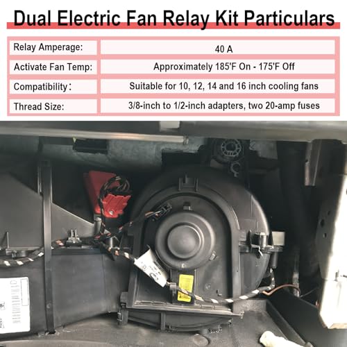 2 PCS Electric Fan Relay Kit, Dual Electric Fan Relay Kit, 185 On 175 Off