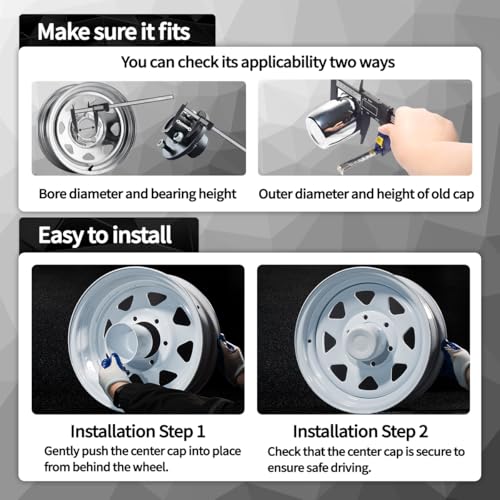 4Pcs 4.25" OD 4.72" H Pointed Top Trailer Wheel Center Caps for Rim - color: Chrome, size: 4.25" OD 4.72" H