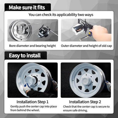 4Pcs 4.25" OD 4.72" H Pointed Top Trailer Wheel Center Caps for Rim - color: Matt Black, size: 4.25" OD 4.72" H