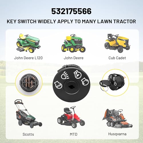 Oyviny Lawn Mowers Ignition Switch Replaces 532175566 925-1741 175566 175442 GY20074 94762 163968 Ignition Switch with Keys 7 Terminals for Husqvarna John Deere Cub Cadet Craftsman Mower