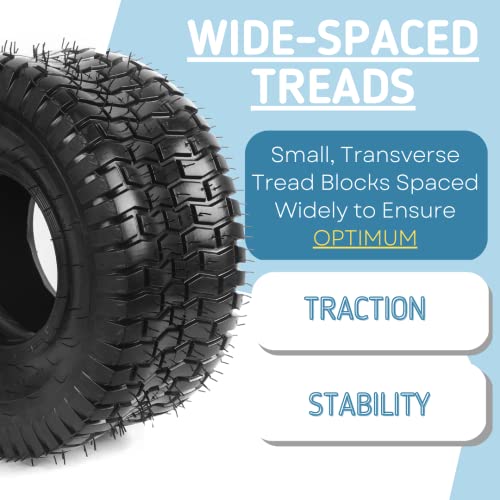 AR-PRO 15x6.00-6 Lawn Mower Tires with Tubes, 4-Ply Pneumatic Tires - size: 15x6.00-6