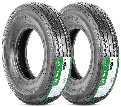 eCustomrim 2-Pack 4.80-8 480-8 8 Inch 6-Ply Bias Trailer Tire Load Range C