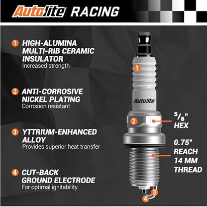 Autolite AR23-4PK High Performance Racing Resistor Spark Plug, Pack of 4