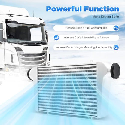 Universal Intercooler Aluminum Intercooler Front Mount 3" Inlet & Outlet Direct Replacement for Any Turbo Charger System Silver (25x12x3" 3") - size: 25x12x3" 3"