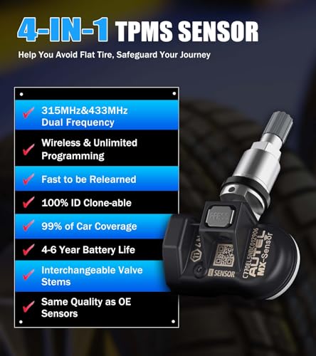 Autel MaxiTPMS Metal Stem TPMS MX Sensor 315MHz 433MHz Universal Tire Sensor Work with TS408 TS508 TS601 TS608 MK808TS MS906TS ITS600 (Autel MX Sensor Mental 8PCS) - size: Autel MX-sensor Mental 8PCS